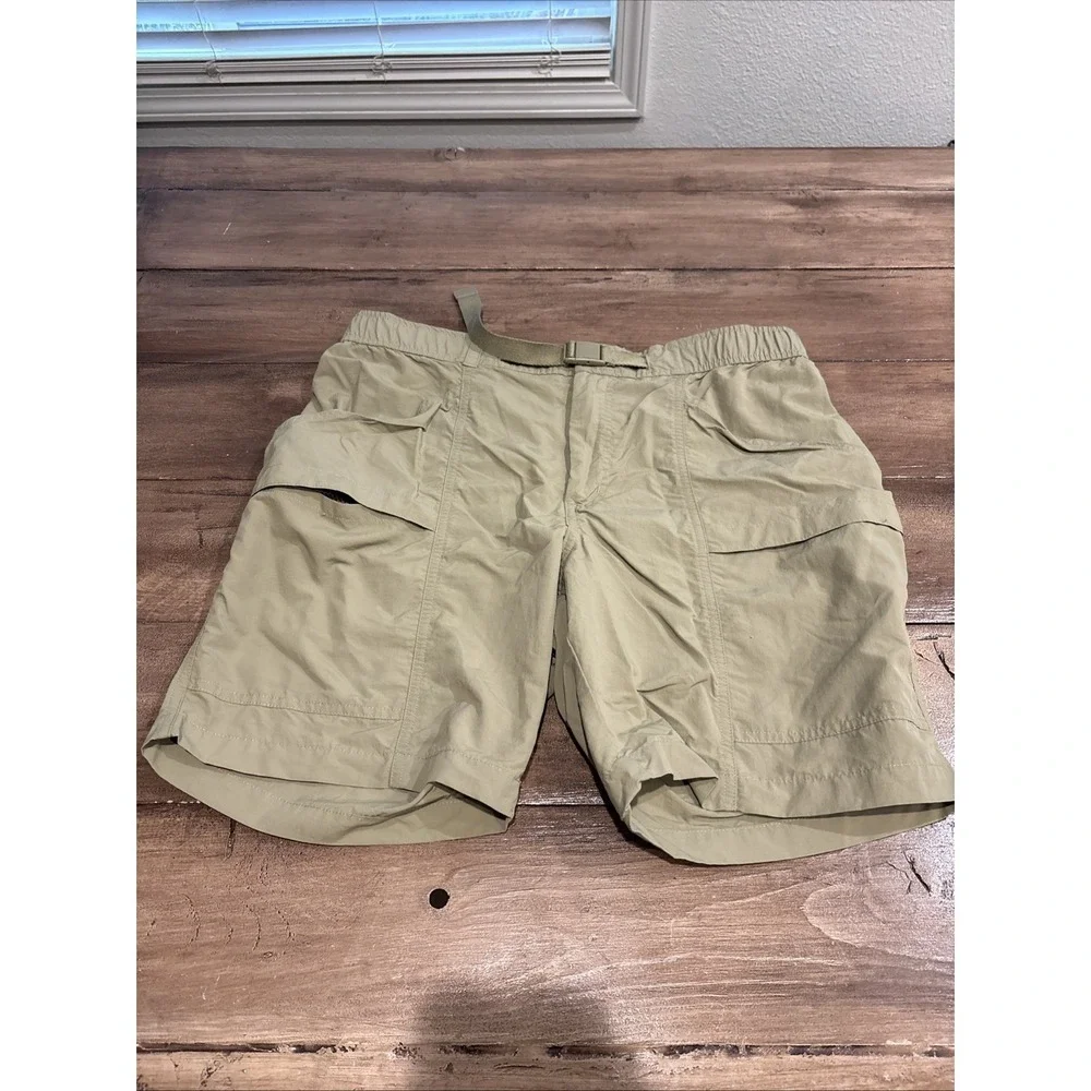 Eddie Bauer Sport Swim Trunks Shorts Mens Medium Belted Beige Cargo